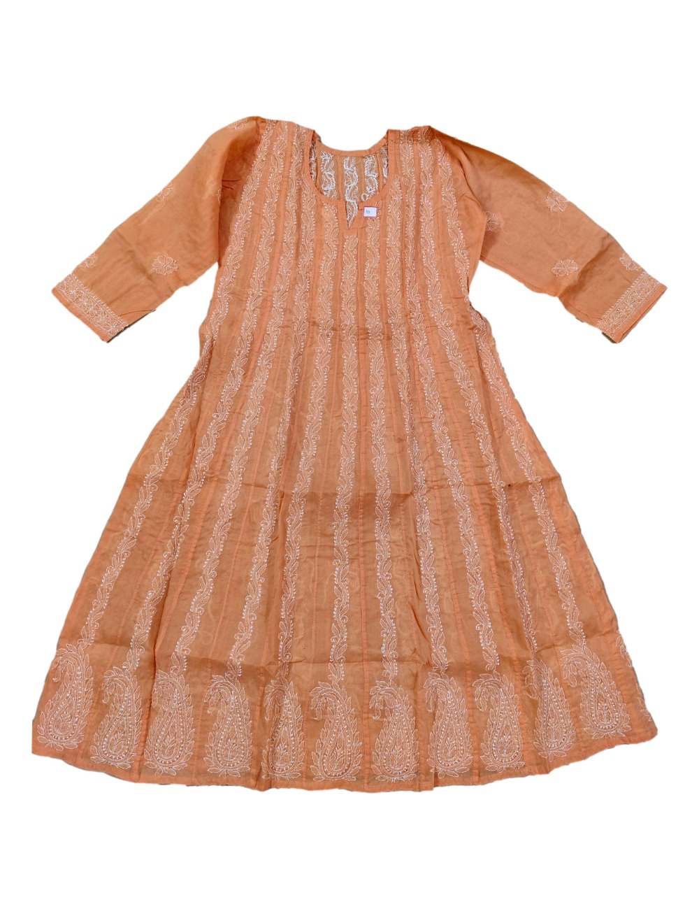 Peach Plain Dyed Crinkled Cotton Mul mul 100 Kali Kalidaar Skirt main image 0