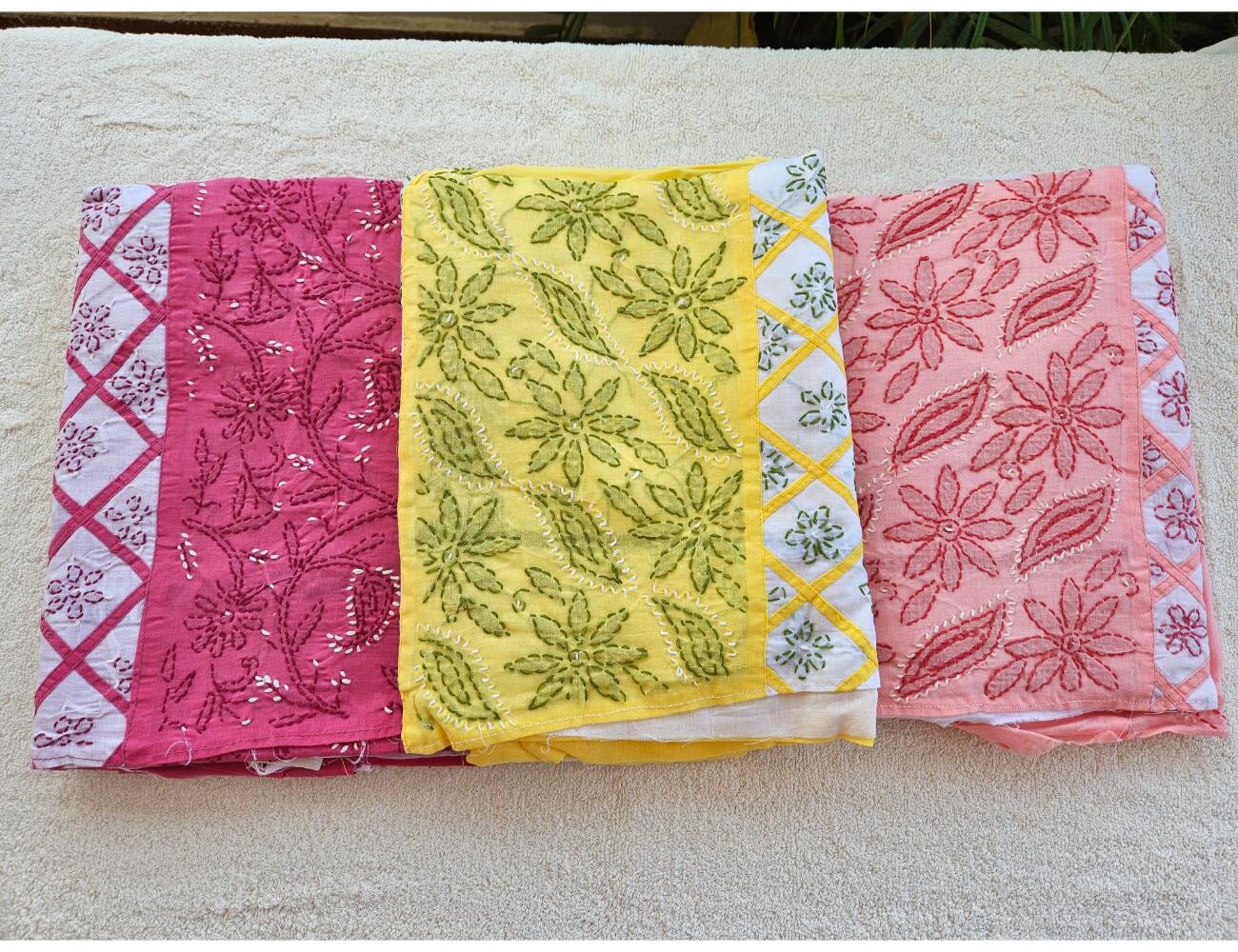 Lucknow Cloth Pattern Hand embroidered Pure Cotton Lucknow Chikankari Dress Material with ...
