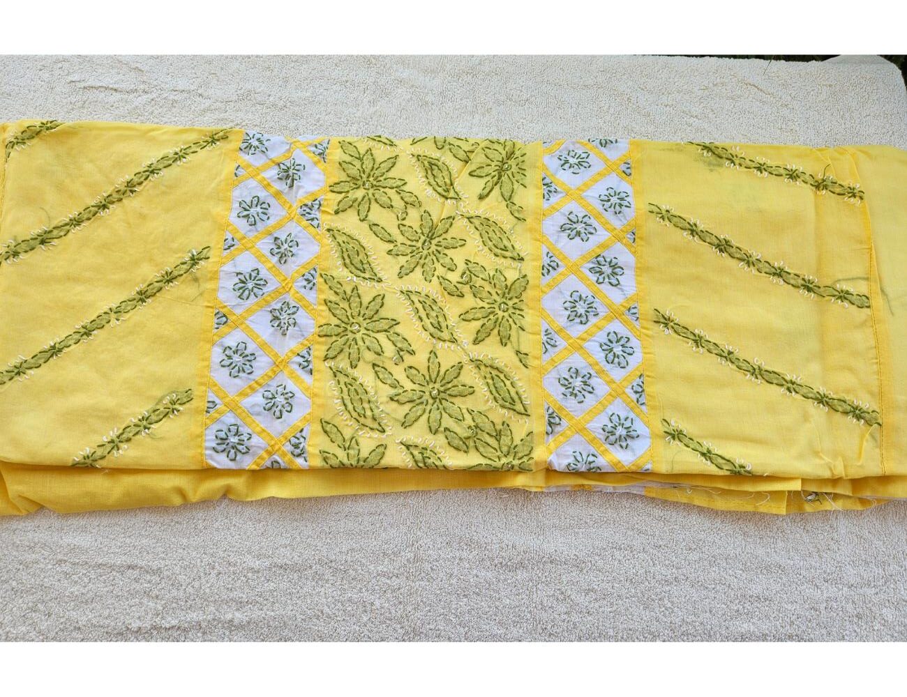 Lucknow Cloth Pattern Hand embroidered Pure Cotton Lucknow Chikankari Dress Material with ...