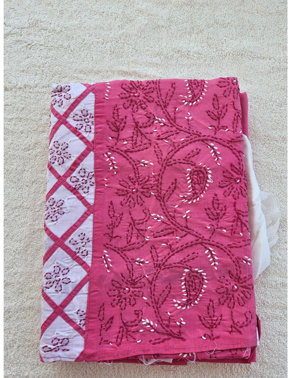 Lucknow Cloth Pattern Hand embroidered Pure Cotton Lucknow Chikankari Dress Material with ...