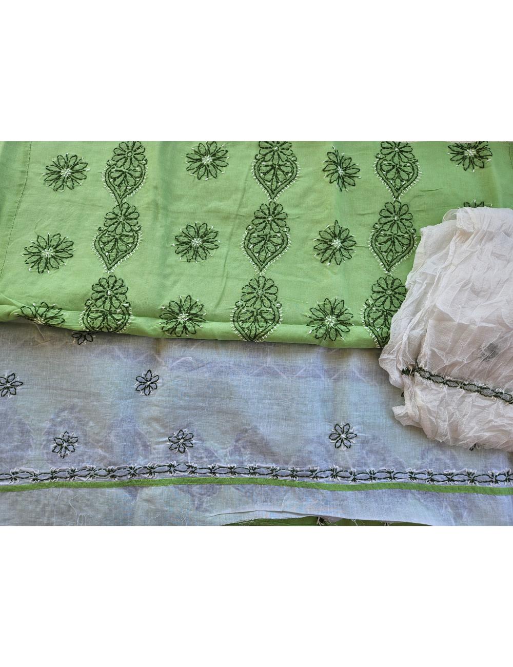 Lucknow Cloth Pattern Hand embroidered Pure Cotton Lucknow Chikankari Dress Material with ...